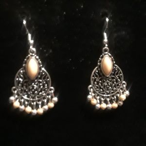 Paparazzi Beaded Brown & Silver Earrings